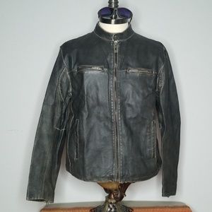 Guess Distressed Leather Moto Jacket